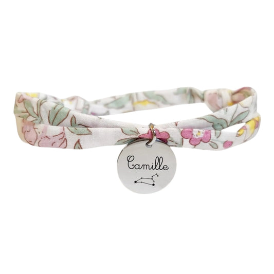 Bracelet liberty personnalisé cordon ’Mamie rose et jaune’ - Nemeti Bijoux