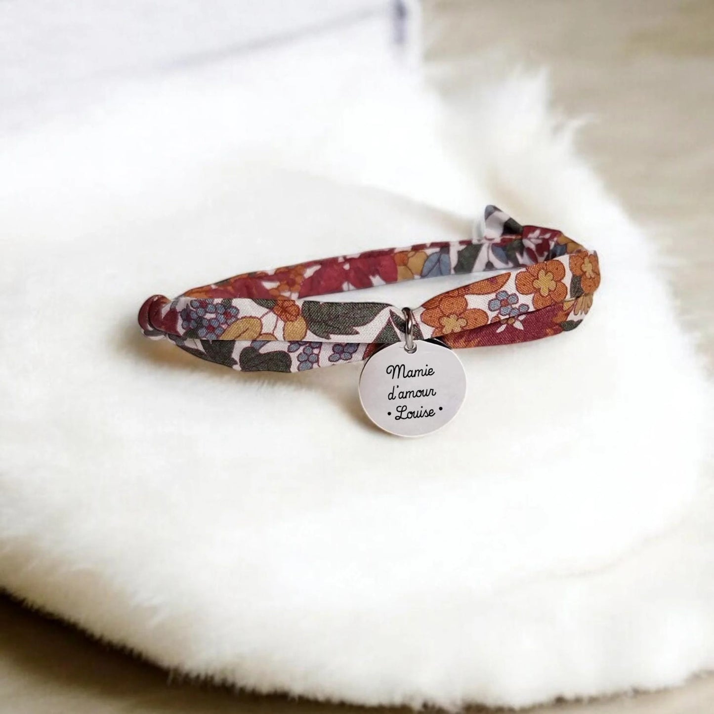 Bracelet liberty personnalisé cordon Margaret Annie brun - Nemeti Bijoux