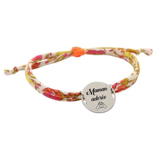 Bracelet liberty personnalisé cordon Meadow orange - Nemeti Bijoux