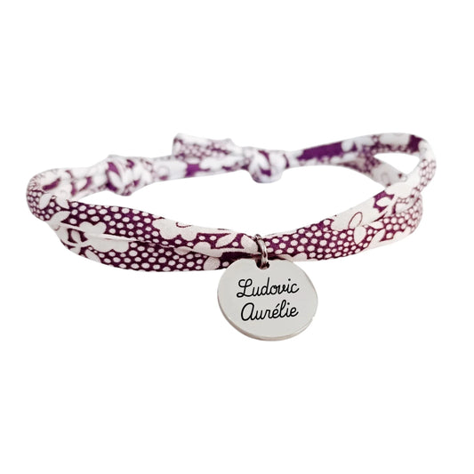 Bracelet liberty personnalisé cordon Millie cassis - Nemeti Bijoux