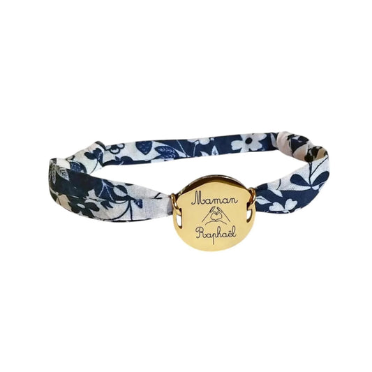 Bracelet liberty personnalisé cordon Mirabelle bleu - Nemeti Bijoux