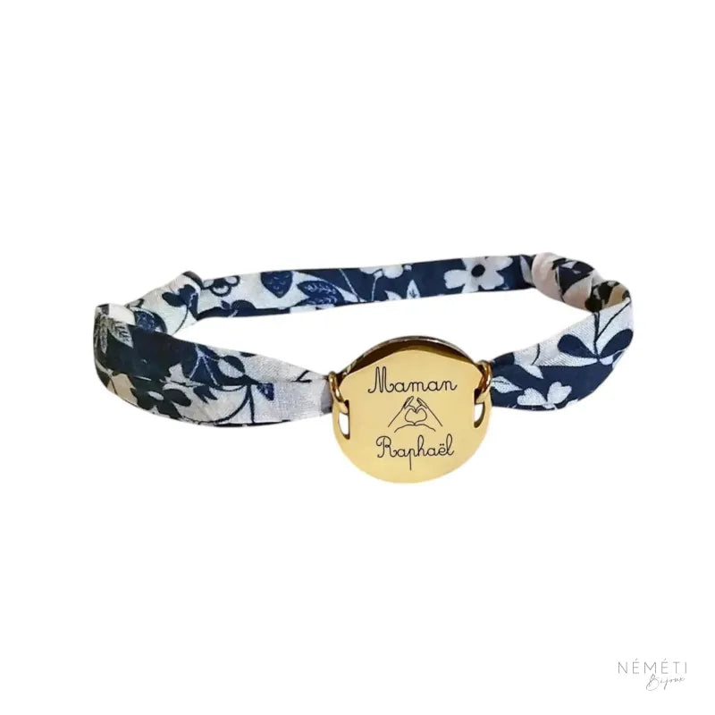 Bracelet liberty personnalisé cordon Mirabelle bleu - Nemeti Bijoux
