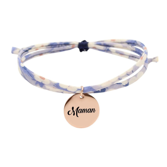 Bracelet liberty personnalisé cordon Mitsi Bleuet - Nemeti Bijoux