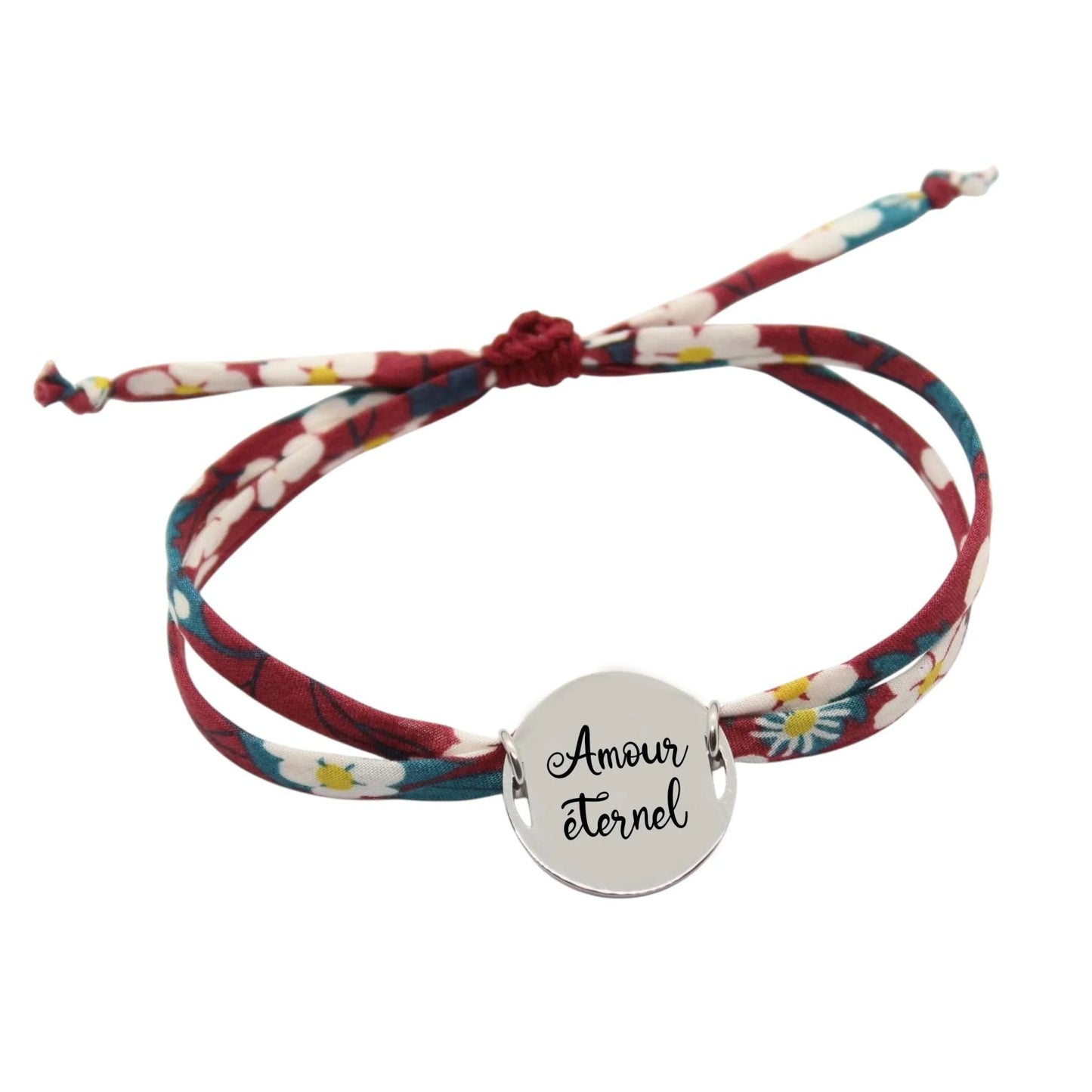 Bracelet liberty personnalisé cordon Mitsi bordeaux - Nemeti Bijoux