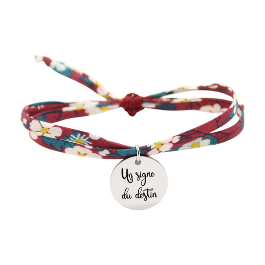 Bracelet liberty personnalisé cordon Mitsi bordeaux - Nemeti Bijoux