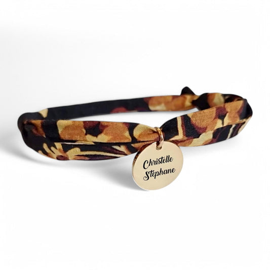 Bracelet liberty personnalisé cordon Mitsi Mix noir - Nemeti Bijoux