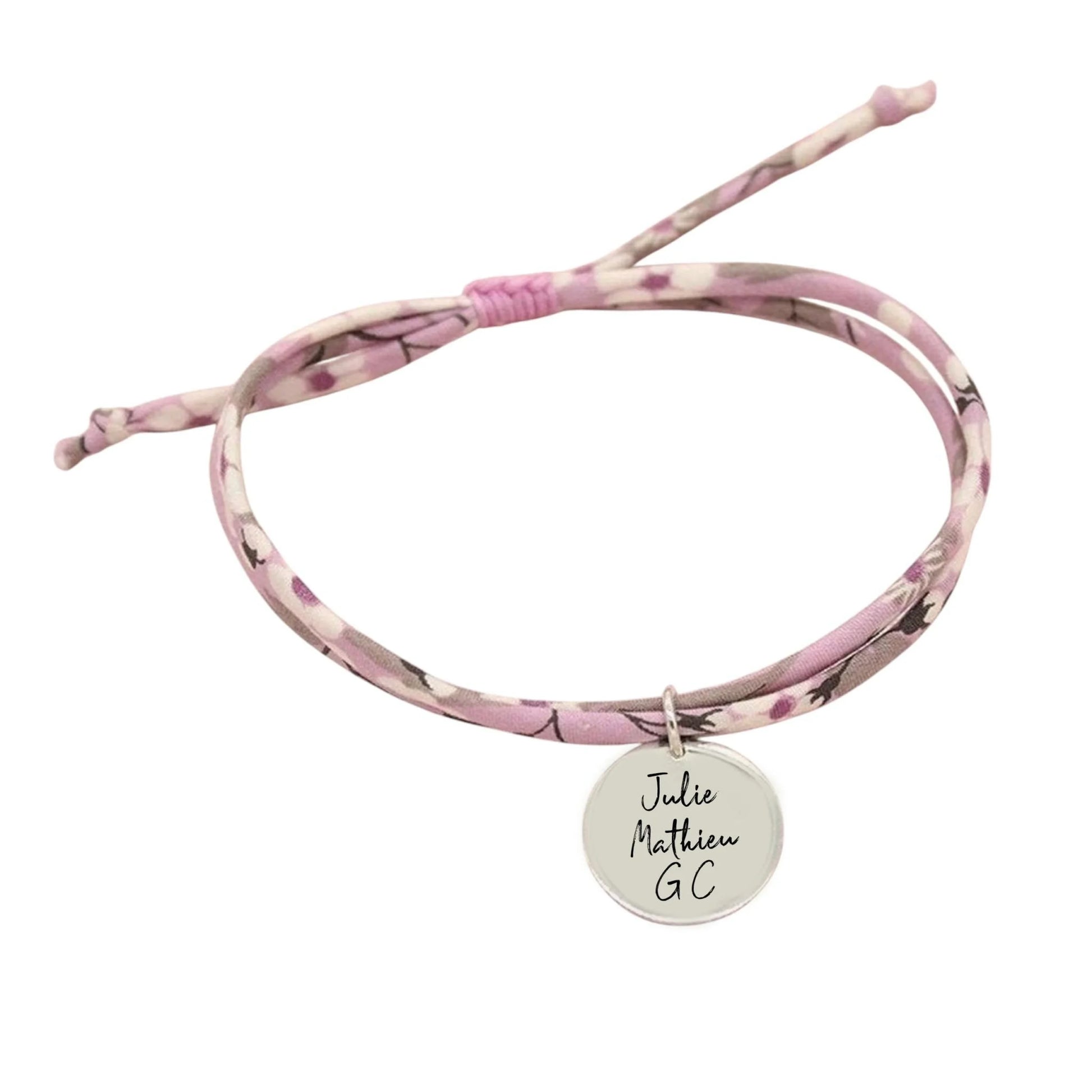 Bracelet liberty personnalisé cordon Mitsi Parme - Nemeti Bijoux