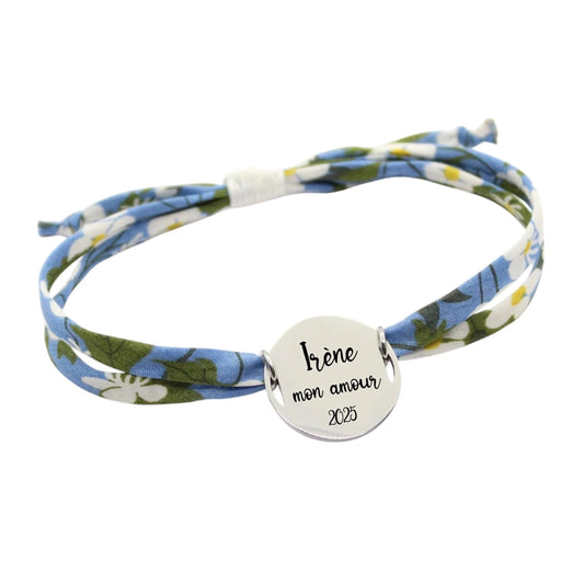 Bracelet liberty personnalisé cordon Mitsi Pervenche - Nemeti Bijoux