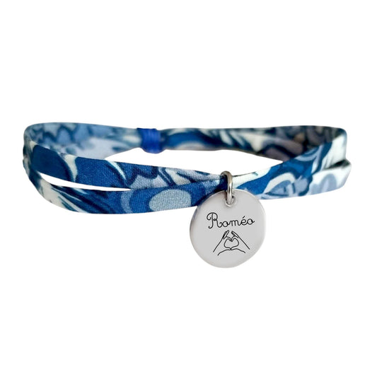Bracelet liberty personnalisé cordon Peacock Dandy bleu paon - Nemeti Bijoux