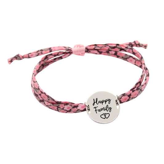 Bracelet liberty personnalisé cordon Penny rose - Nemeti Bijoux