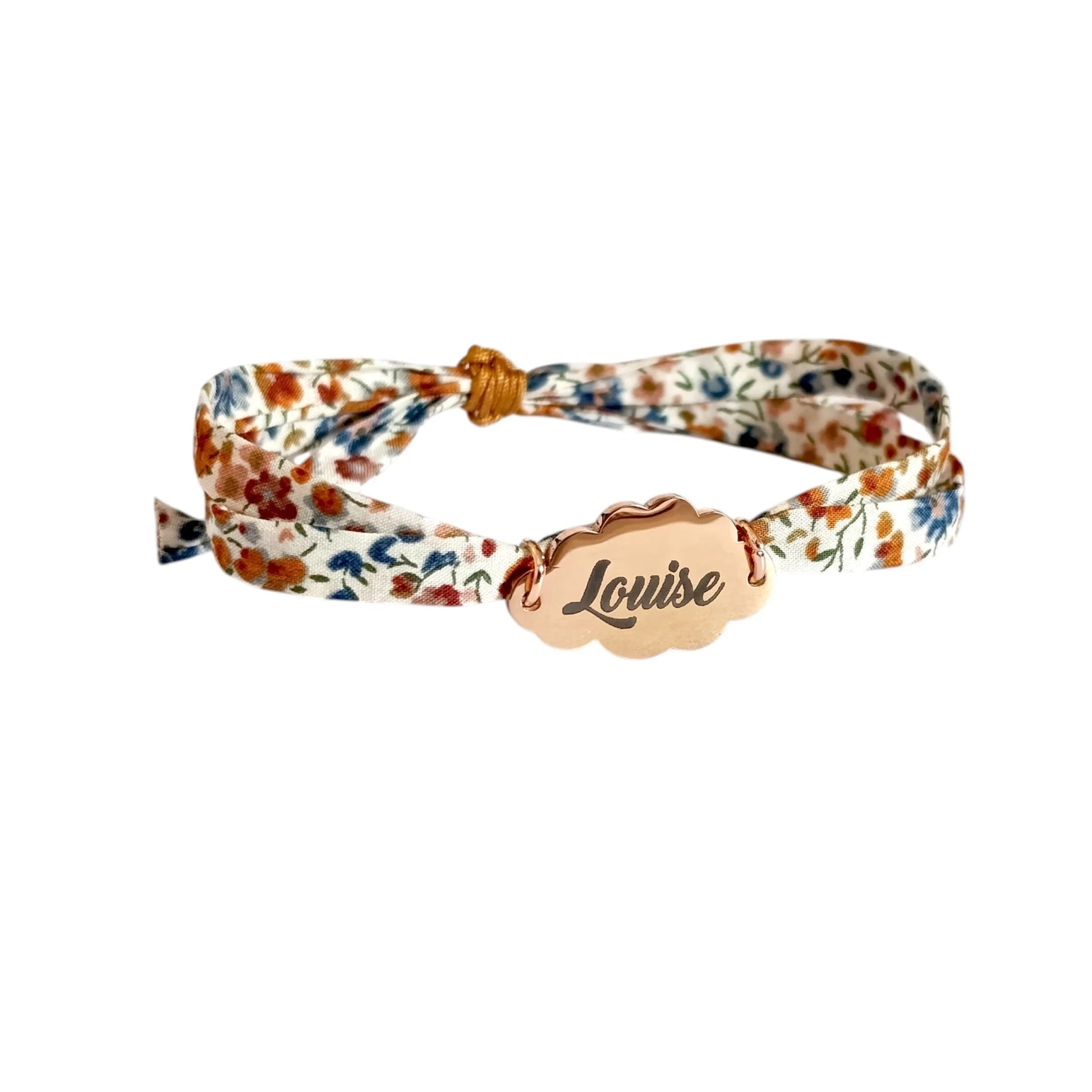 Bracelet liberty personnalisé cordon Phoebe Rouille - Nemeti Bijoux
