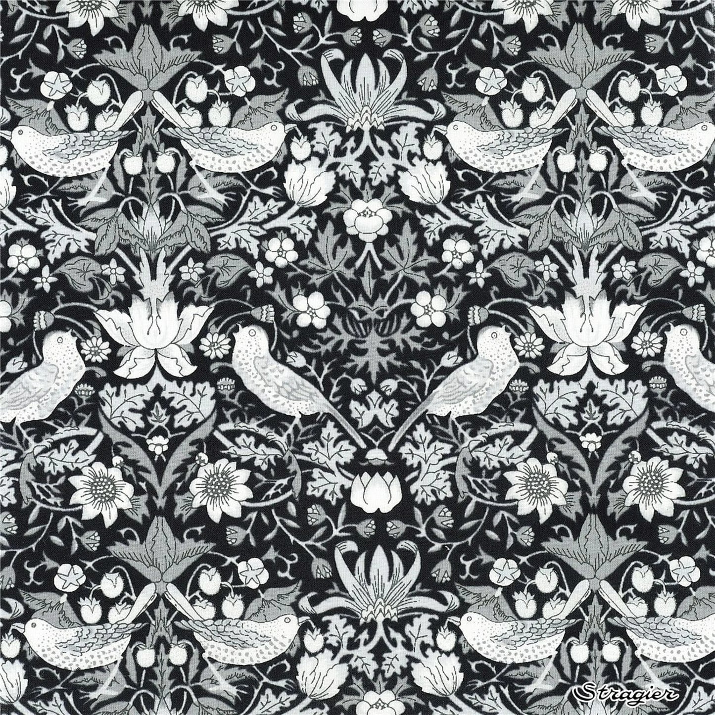 Bracelet liberty personnalisé cordon Strawberry thief Perle Noire - Nemeti Bijoux