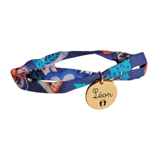 Bracelet liberty personnalisé cordon Tapestry Tree bleu corail - Nemeti Bijoux