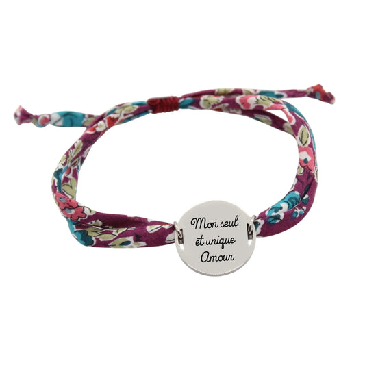 Bracelet liberty personnalisé cordon Tatum Plum pourpre - Nemeti Bijoux