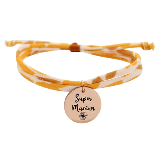 Bracelet liberty personnalisé cordon UNE Florie Solar jaune - Nemeti Bijoux