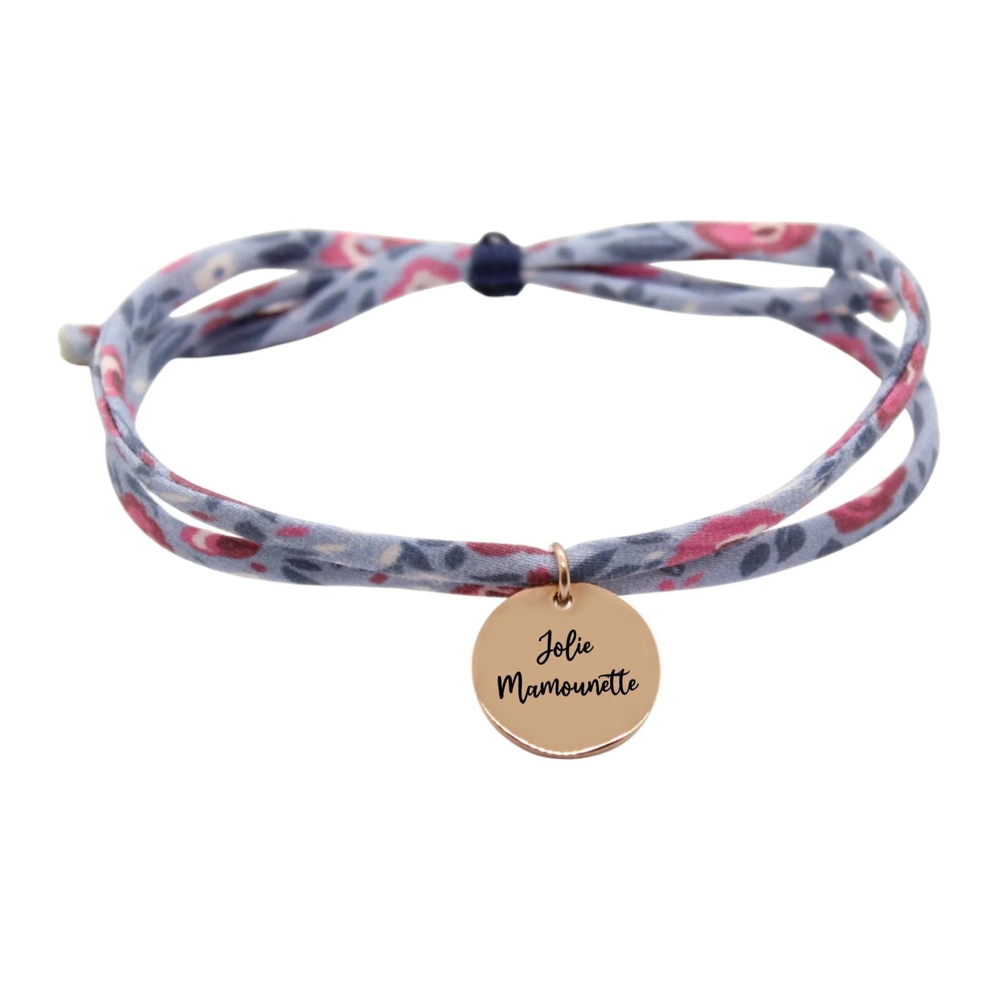 Bracelet liberty personnalisé cordon UNE Victoria Bleu Laponie - Nemeti Bijoux