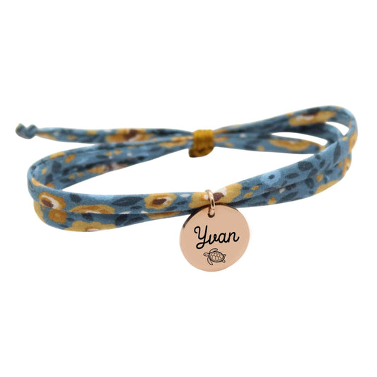 Bracelet liberty personnalisé cordon UNE Victoria Fjord bleu - Nemeti Bijoux