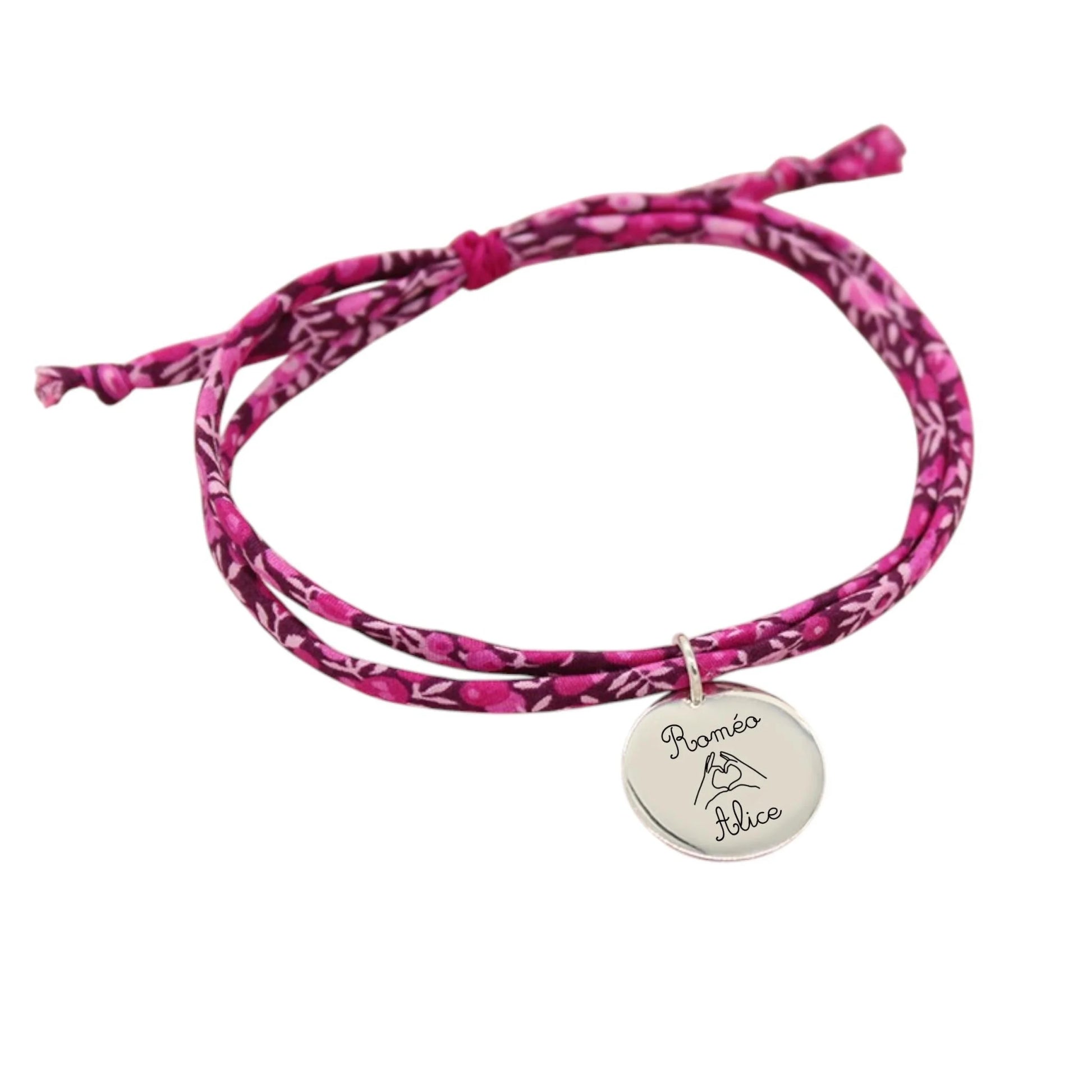 Bracelet liberty personnalisé cordon wilmslow berry rose fuchsia - Nemeti Bijoux