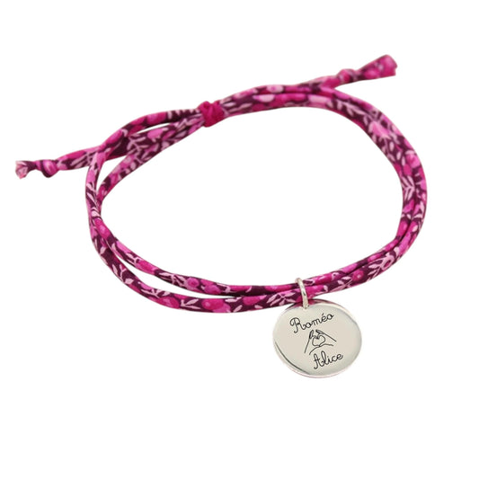 Bracelet liberty personnalisé cordon wilmslow berry rose fuchsia - Nemeti Bijoux