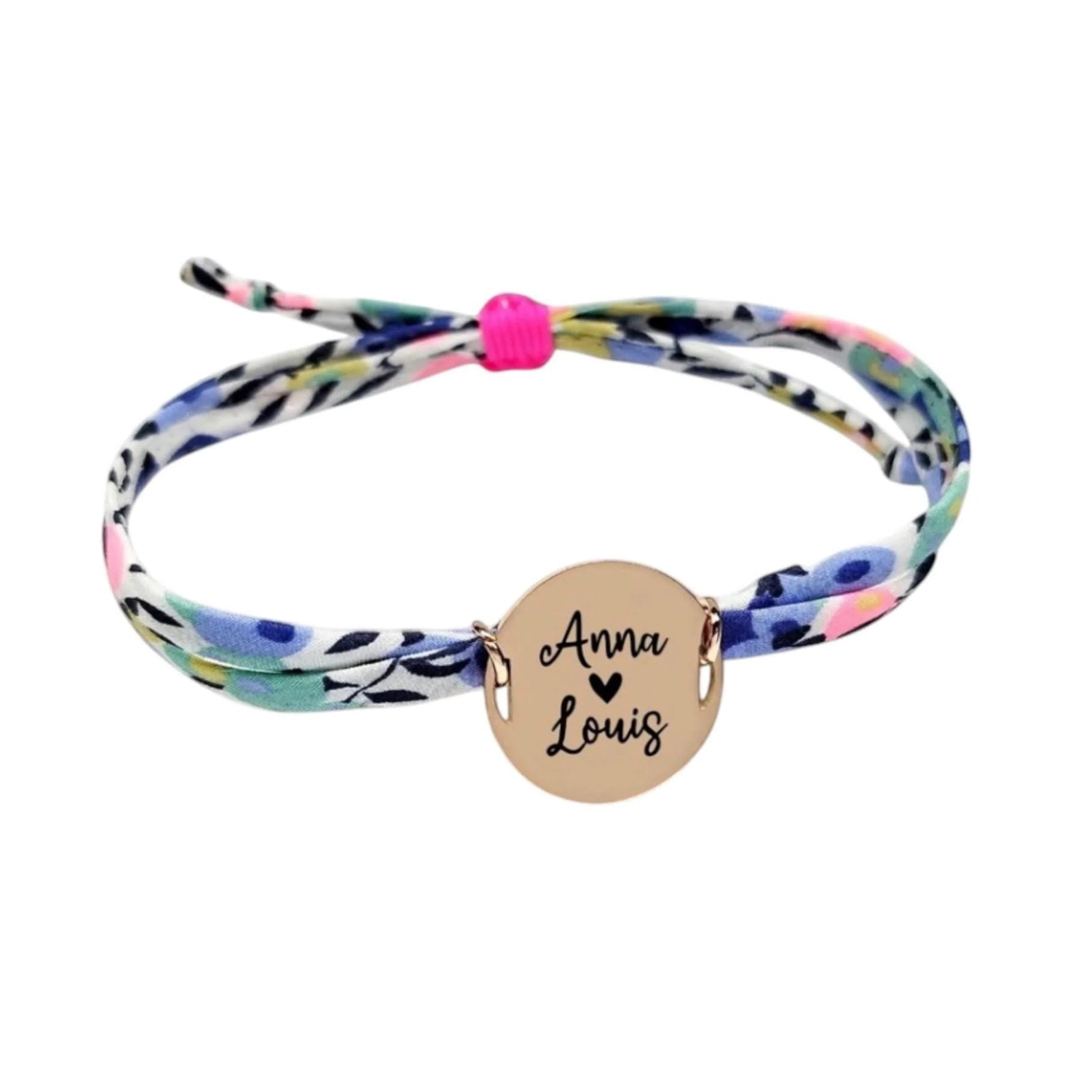 Bracelet liberty personnalisé cordon wiltshire aurore fluo - Nemeti Bijoux
