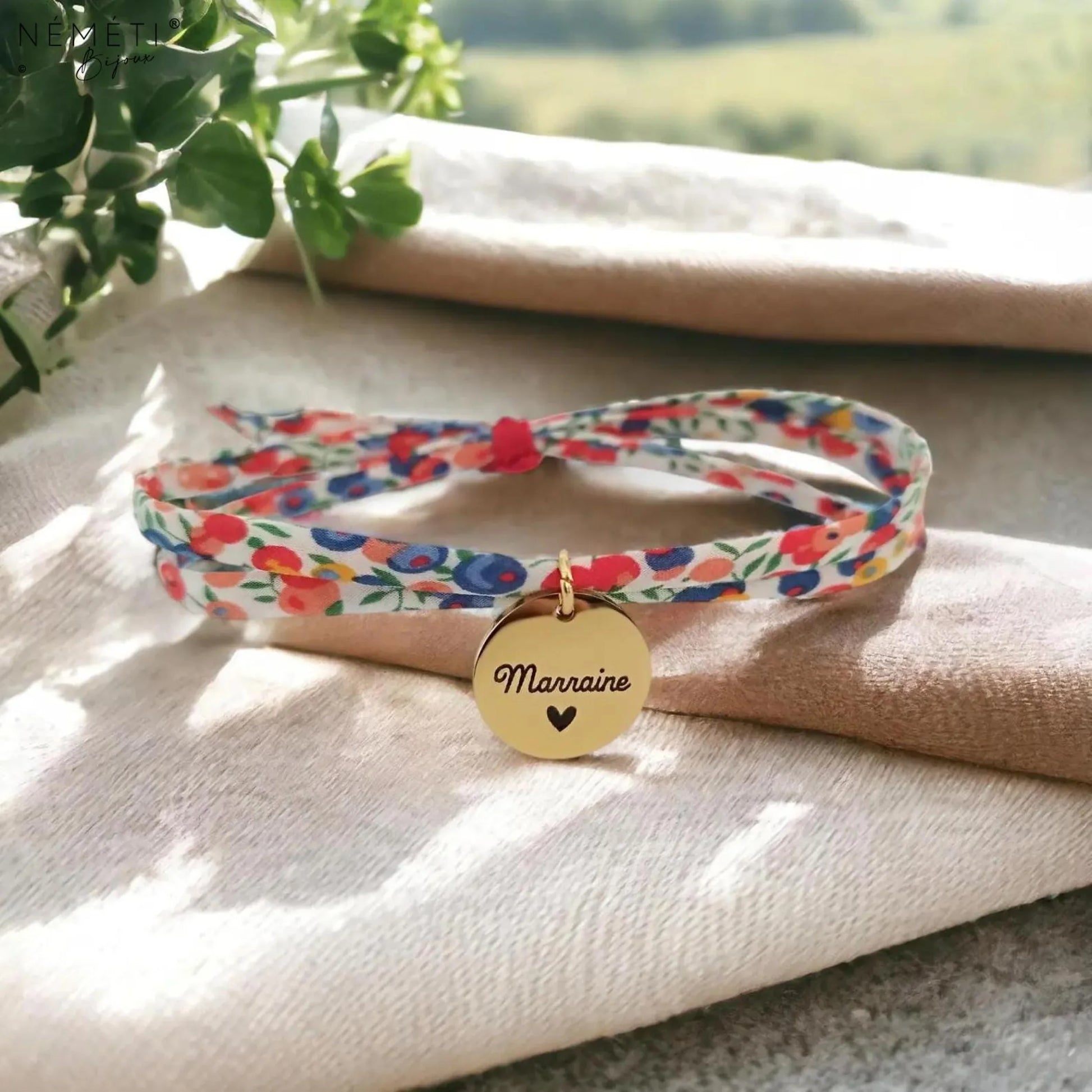 Bracelet liberty personnalisé cordon Wiltshire Bud Grenadine - Nemeti Bijoux