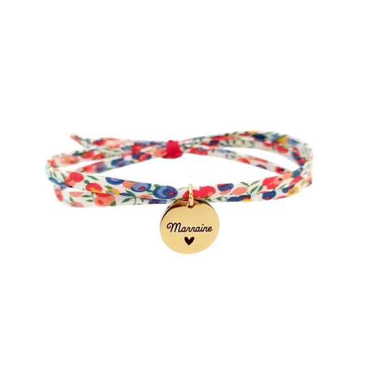 Bracelet liberty personnalisé cordon Wiltshire Bud Grenadine - Nemeti Bijoux