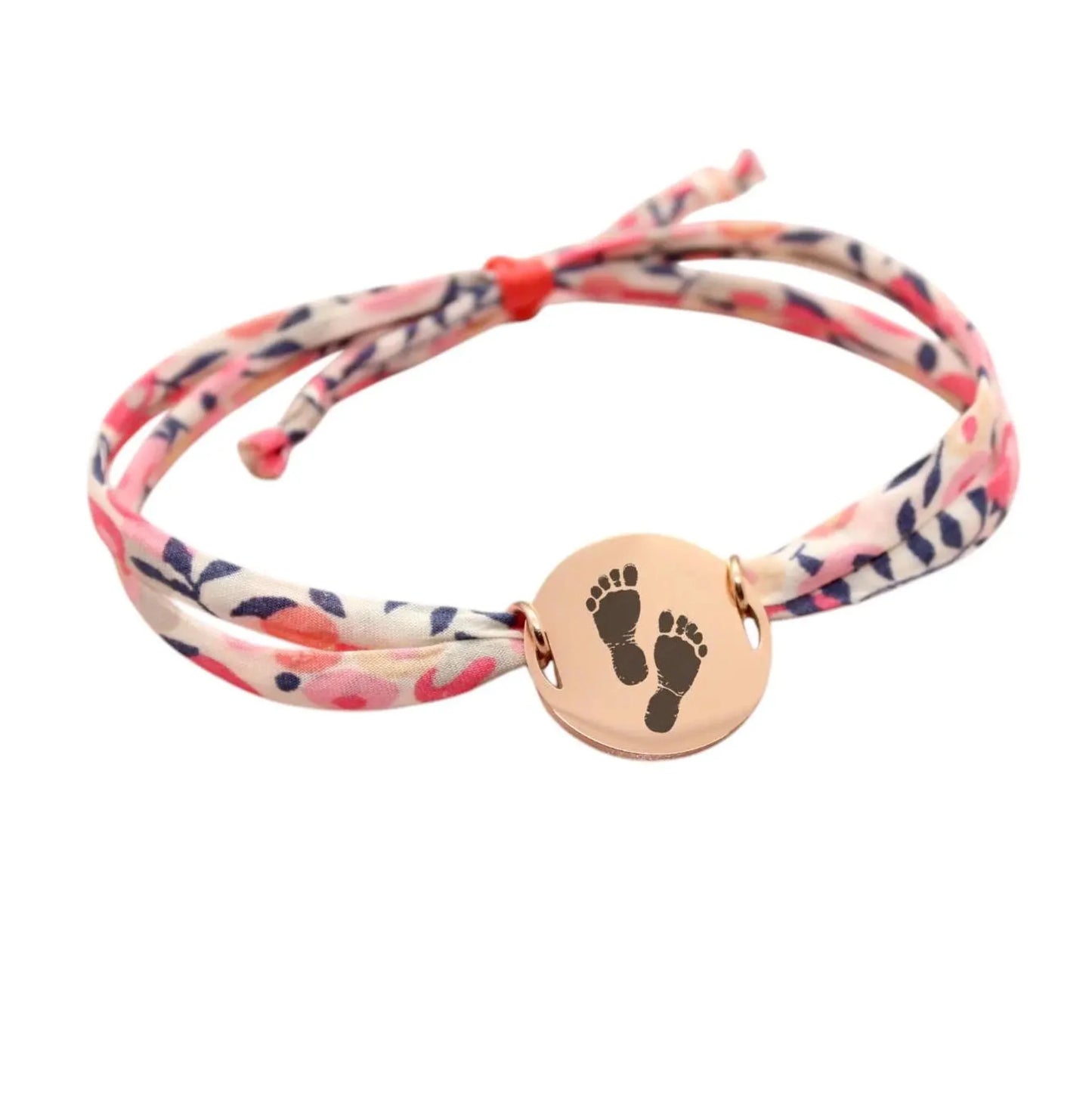 Bracelet liberty personnalisé cordon wiltshire corail saumon pois de senteur - Nemeti Bijoux