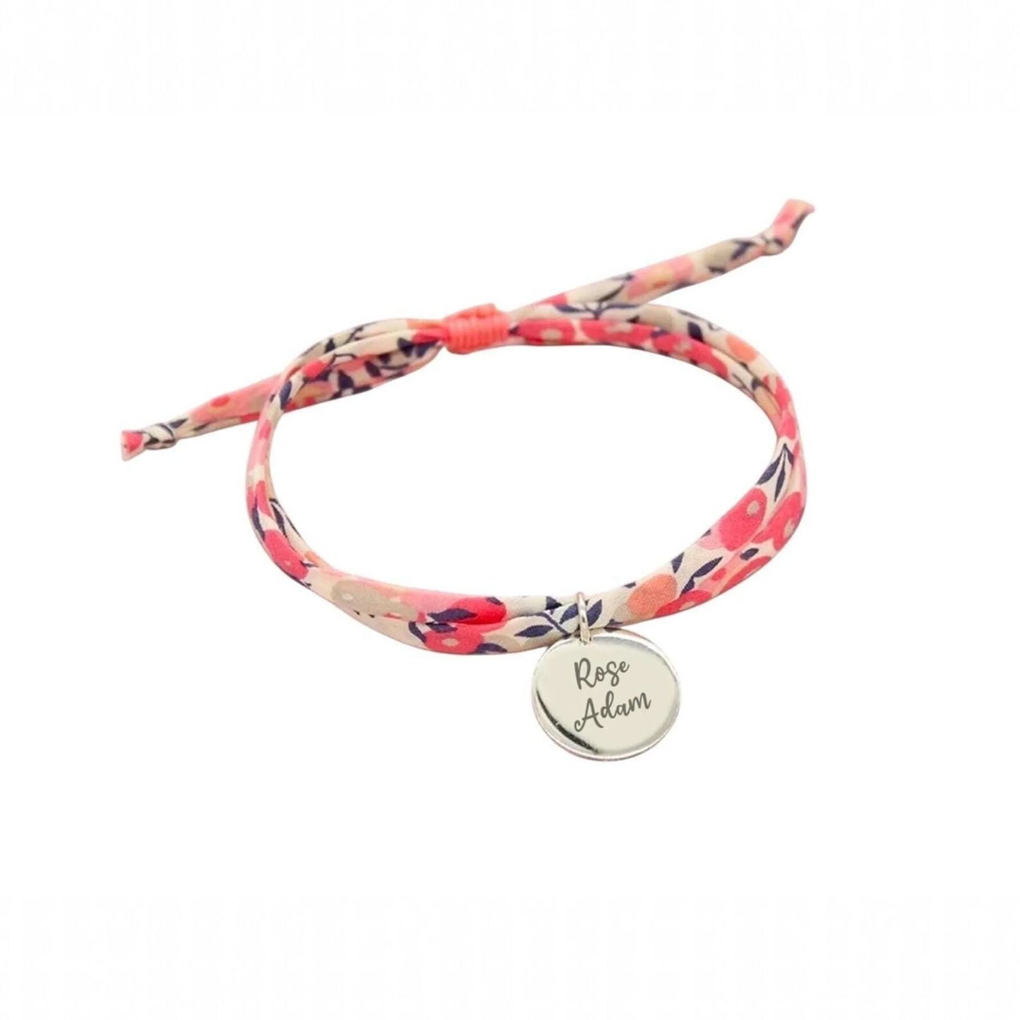 Bracelet liberty personnalisé cordon wiltshire corail saumon pois de senteur - Nemeti Bijoux