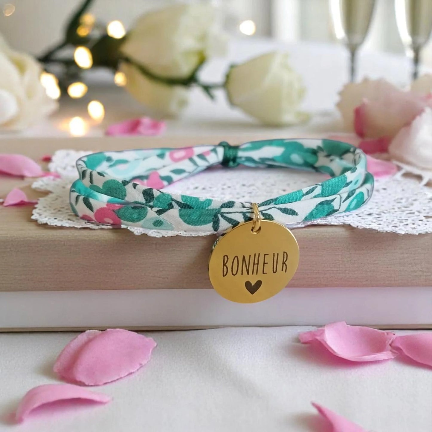 Bracelet liberty personnalisé cordon Wiltshire Emeraude vert - Nemeti Bijoux