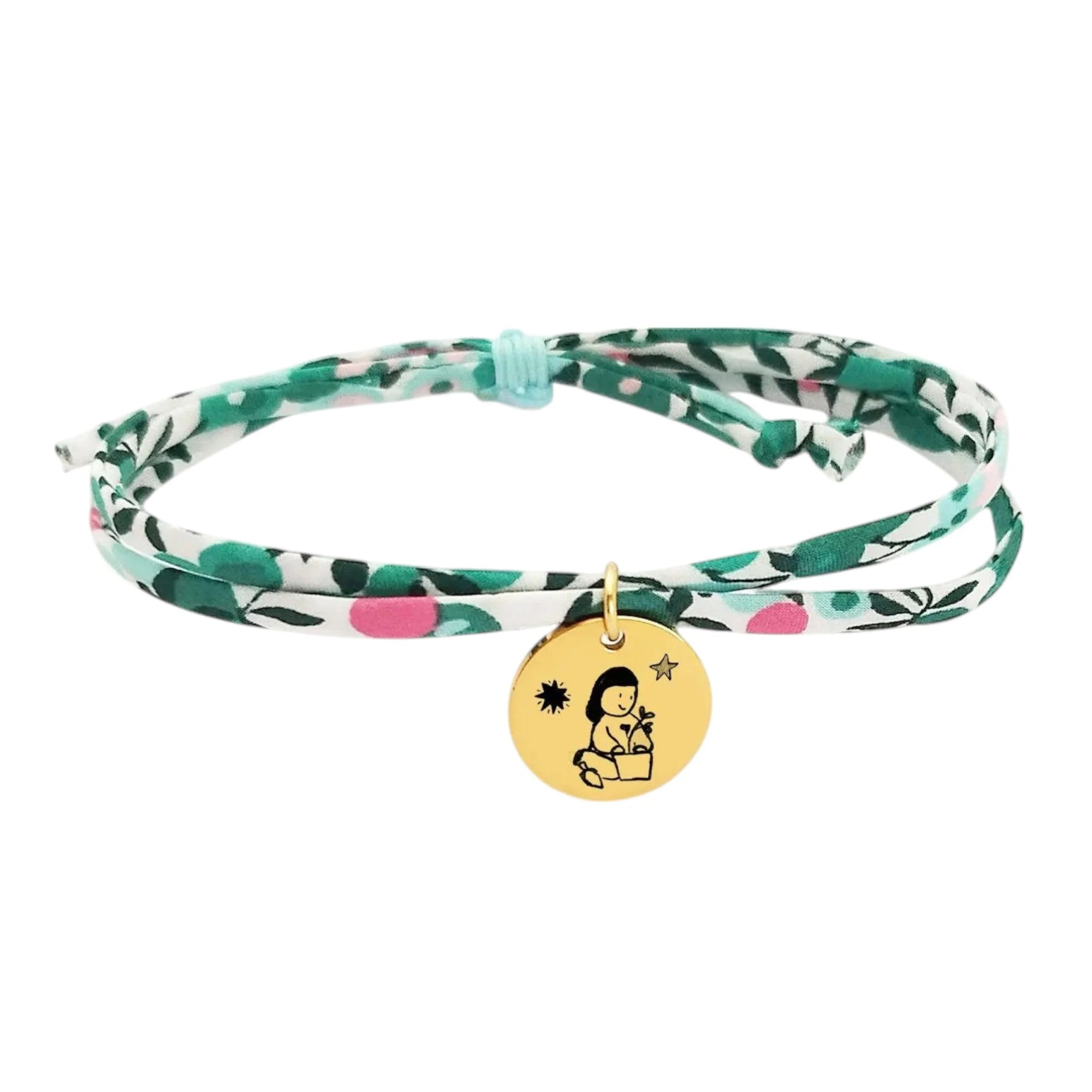 Bracelet liberty personnalisé cordon Wiltshire Emeraude vert - Nemeti Bijoux