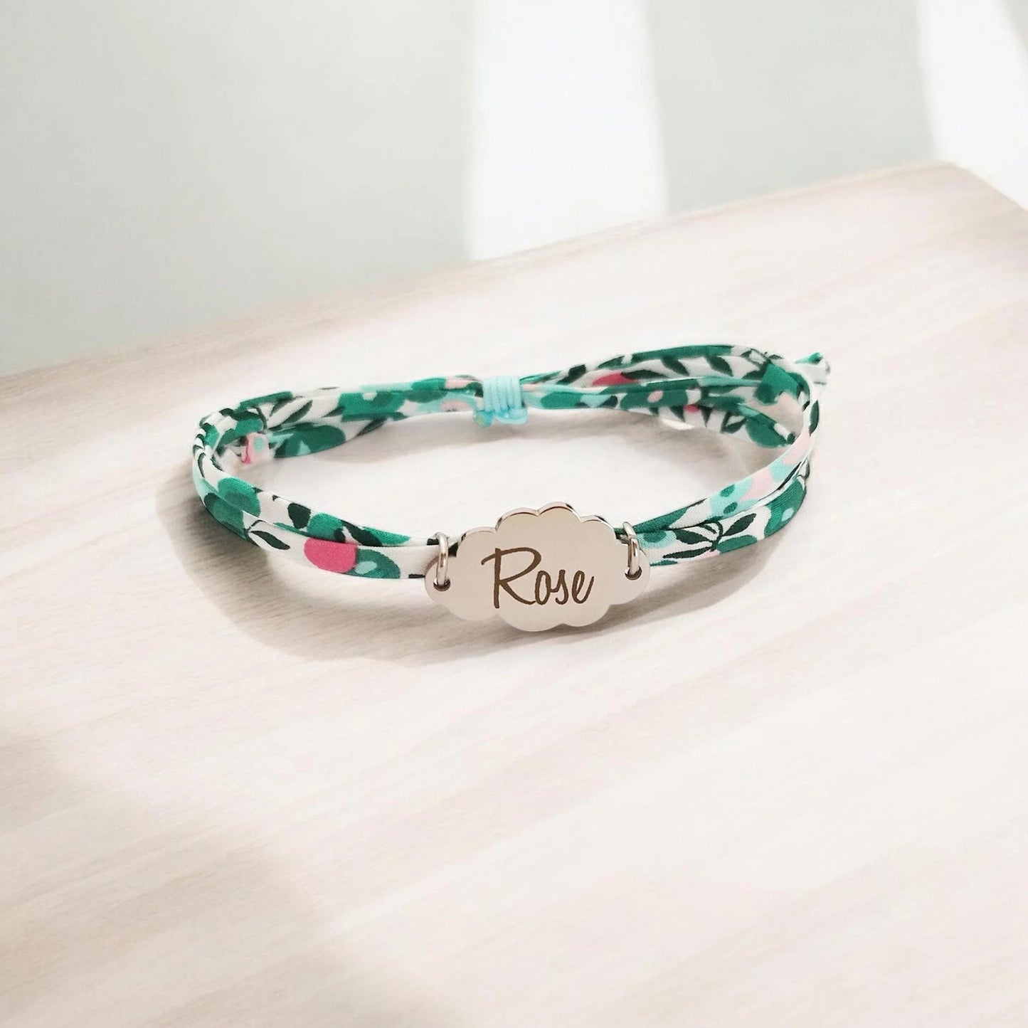 Bracelet liberty personnalisé cordon Wiltshire Emeraude vert - Nemeti Bijoux