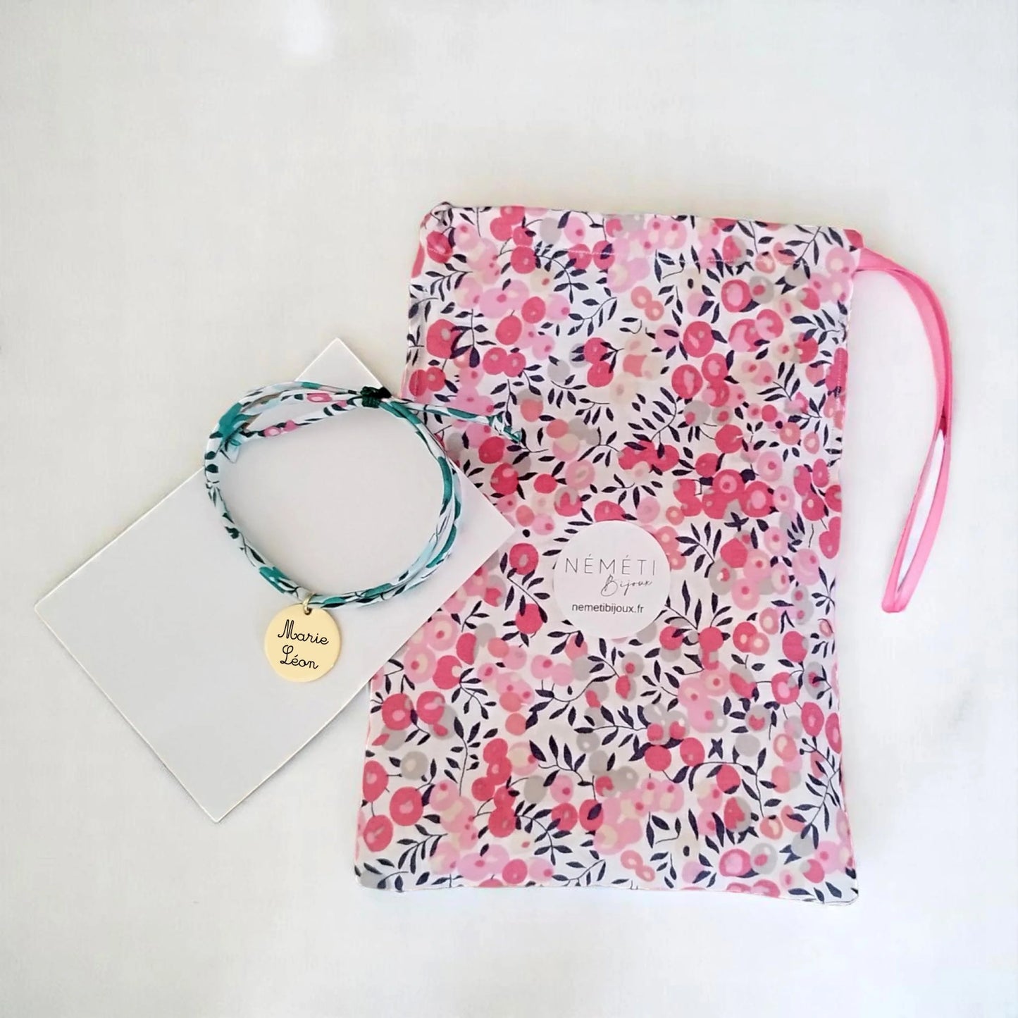 Bracelet liberty personnalisé cordon Wiltshire Emeraude vert - Nemeti Bijoux