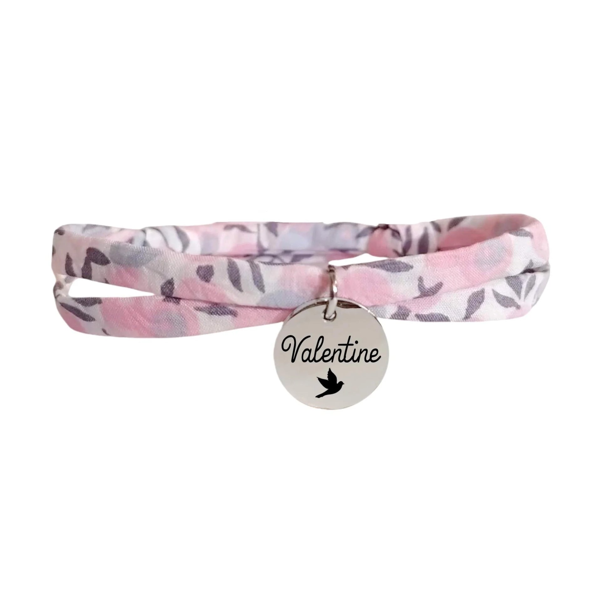 Bracelet liberty personnalisé cordon Wiltshire Jacinthe rose - Nemeti Bijoux