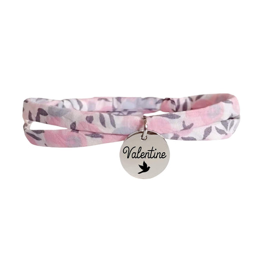 Bracelet liberty personnalisé cordon Wiltshire Jacinthe rose - Nemeti Bijoux