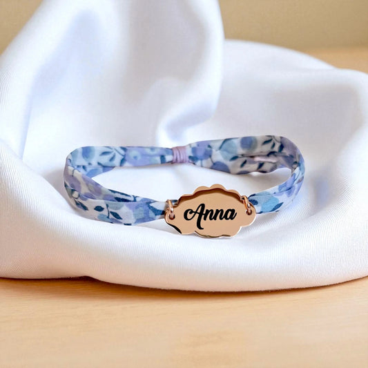 Bracelet liberty personnalisé cordon Wiltshire Lavande douce - Nemeti Bijoux