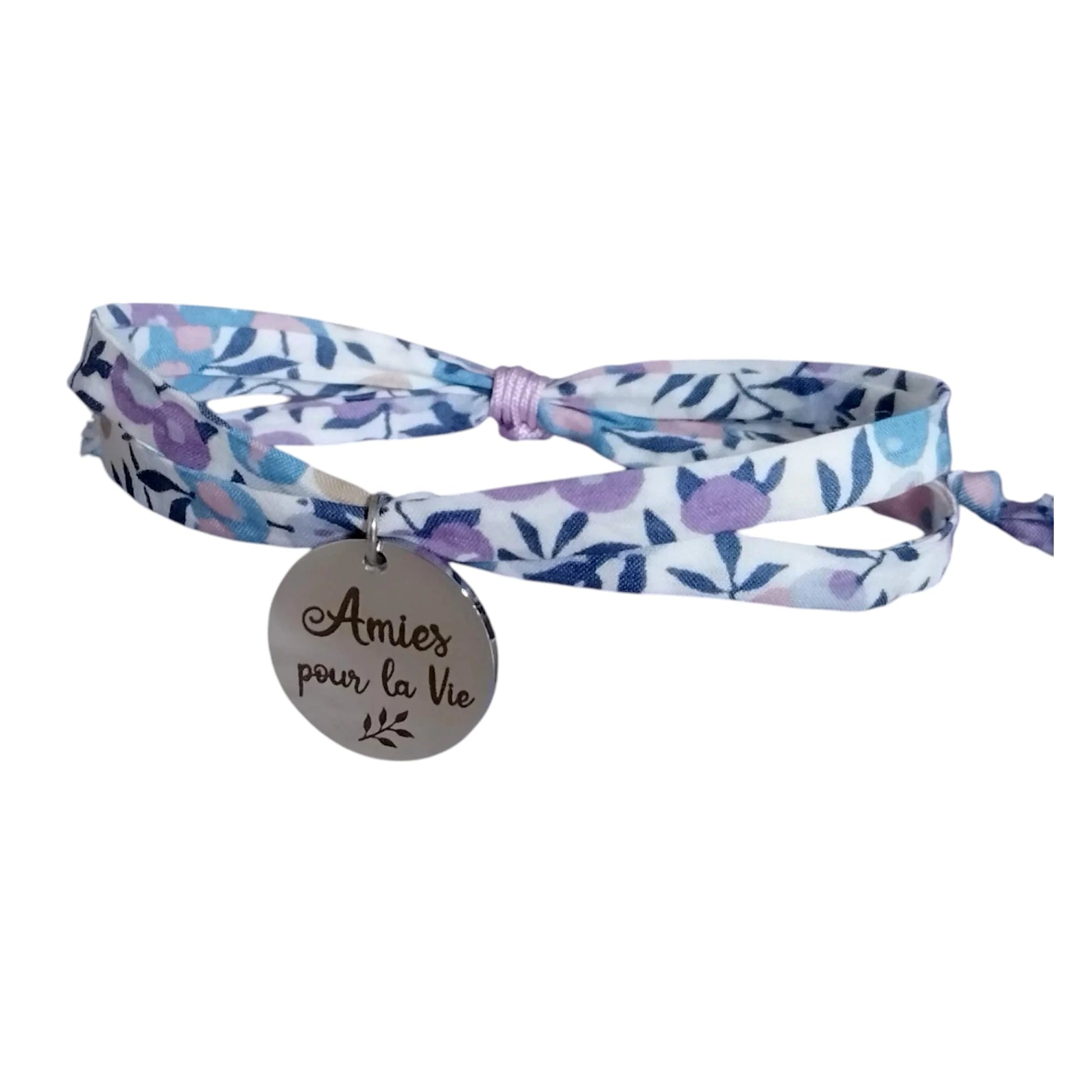 Bracelet liberty personnalisé cordon Wiltshire Lilas mauve - Nemeti Bijoux