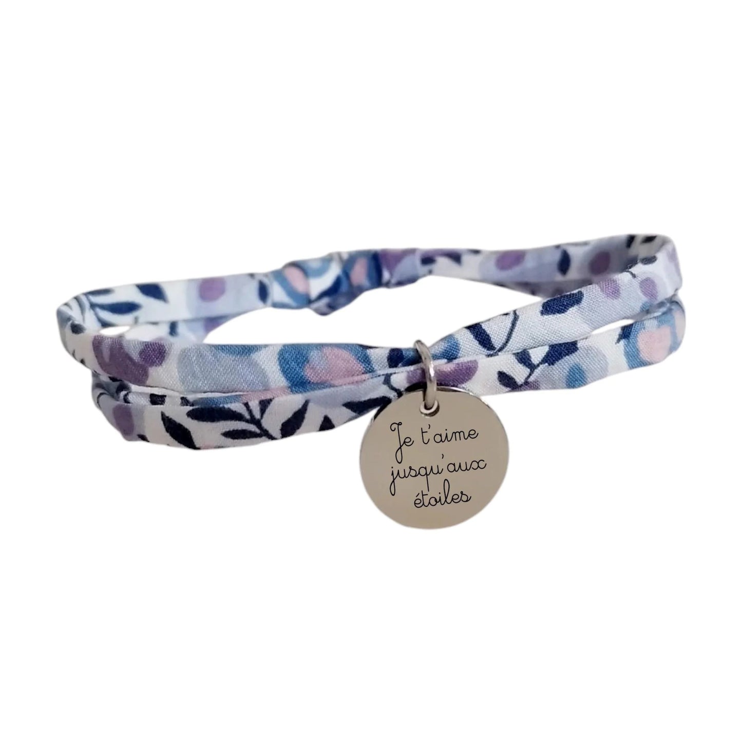 Bracelet liberty personnalisé cordon Wiltshire Lilas mauve - Nemeti Bijoux