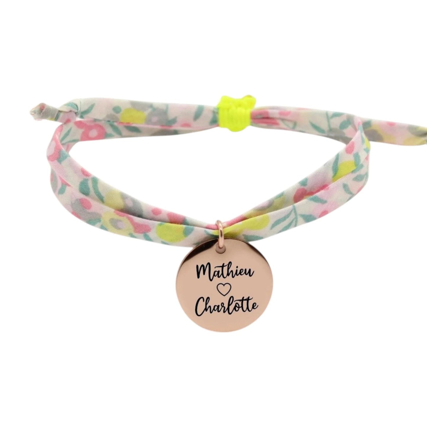 Bracelet liberty personnalisé cordon Wiltshire macaron - Nemeti Bijoux