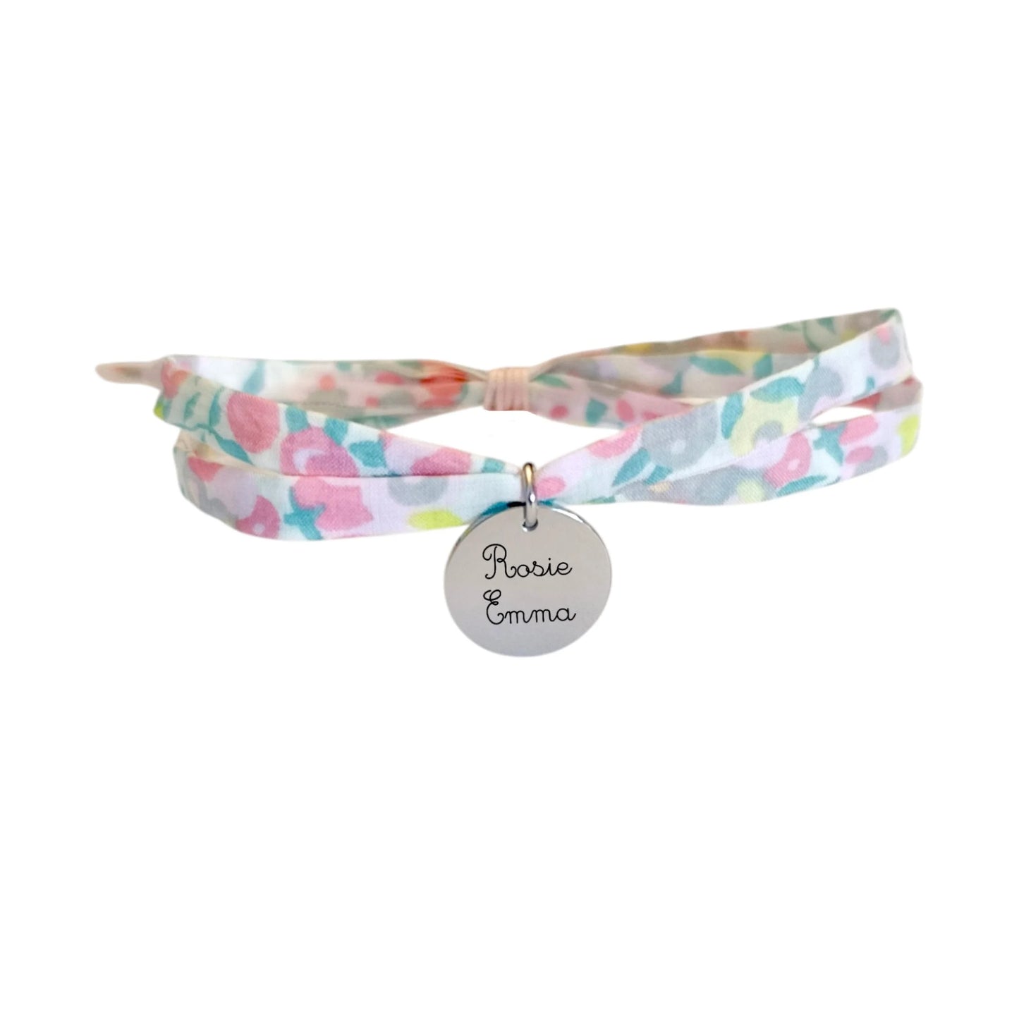 Bracelet liberty personnalisé cordon Wiltshire macaron - Nemeti Bijoux