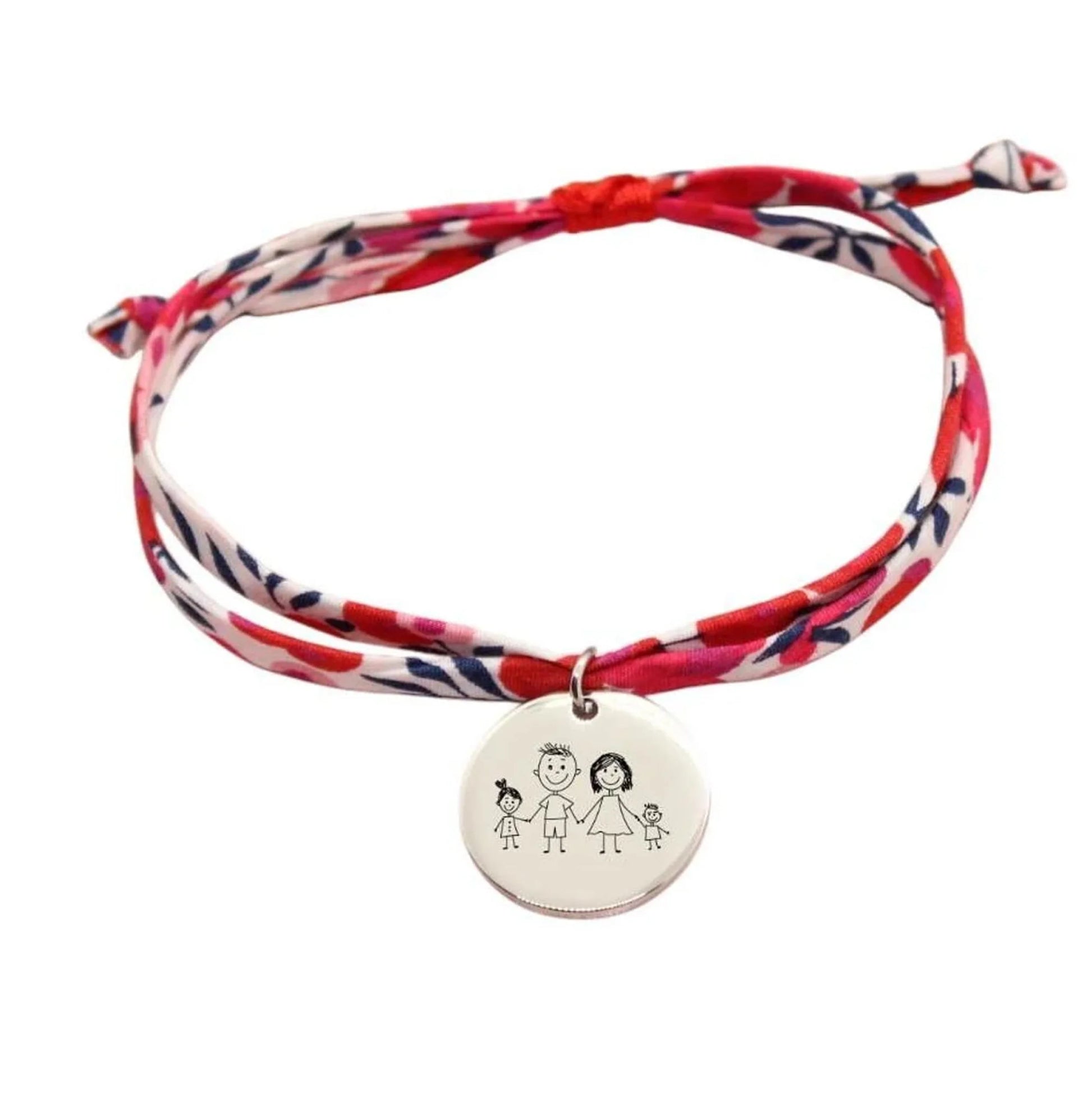 Bracelet liberty personnalisé cordon wiltshire rouge - Nemeti Bijoux