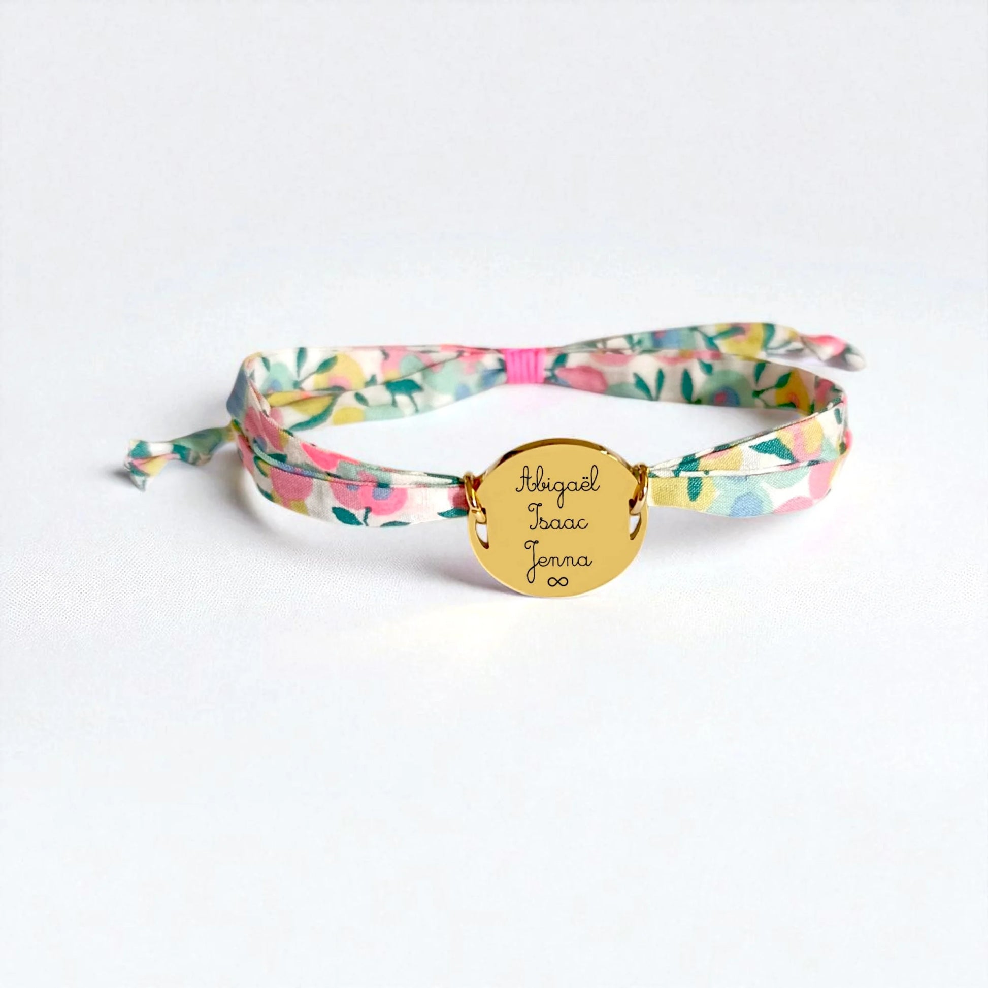 Bracelet liberty personnalisé cordon Wiltshire Vahiné Fluo - Nemeti Bijoux