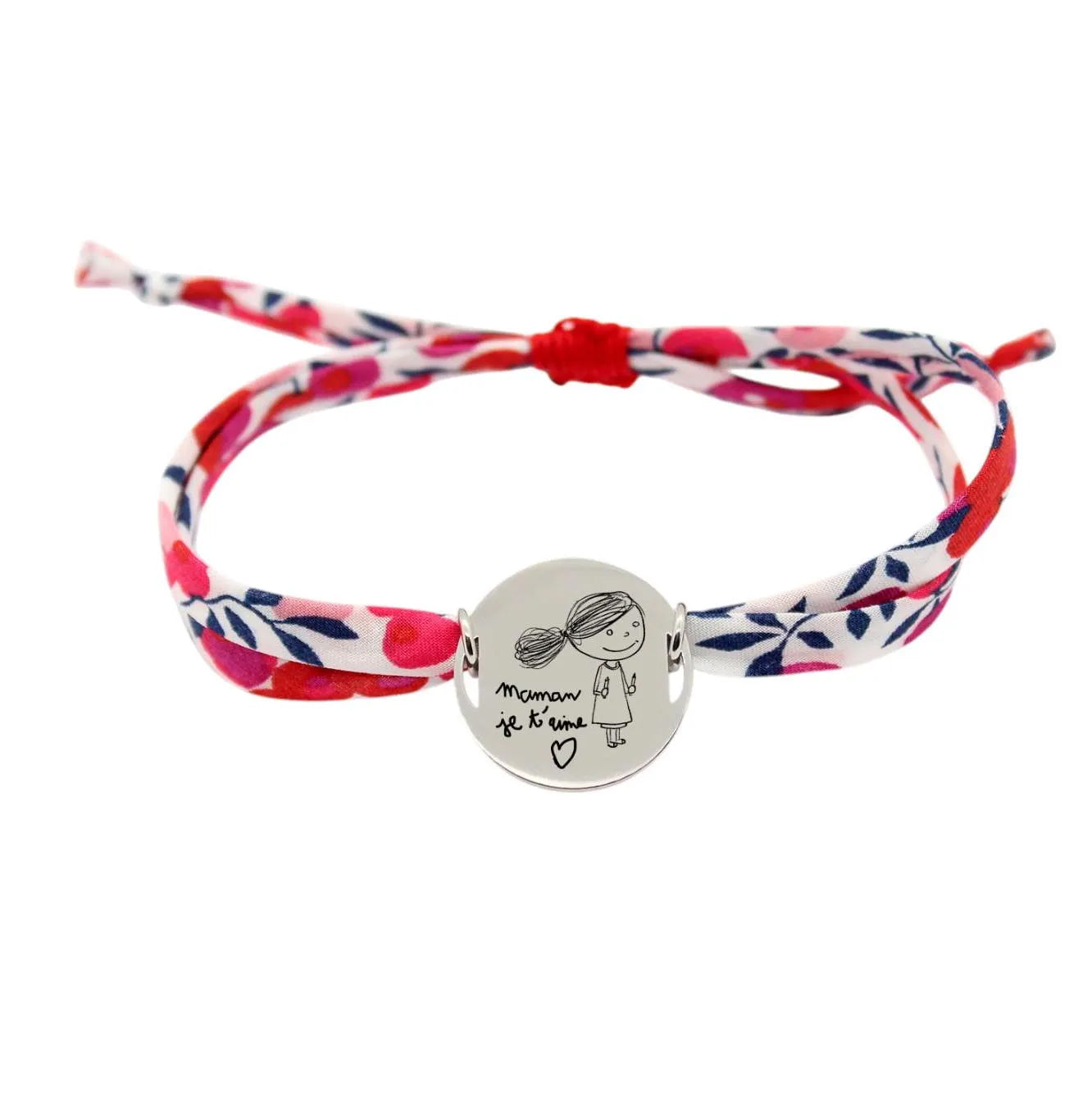 Bracelet liberty personnalisé cordon wiltshire rouge - Nemeti Bijoux