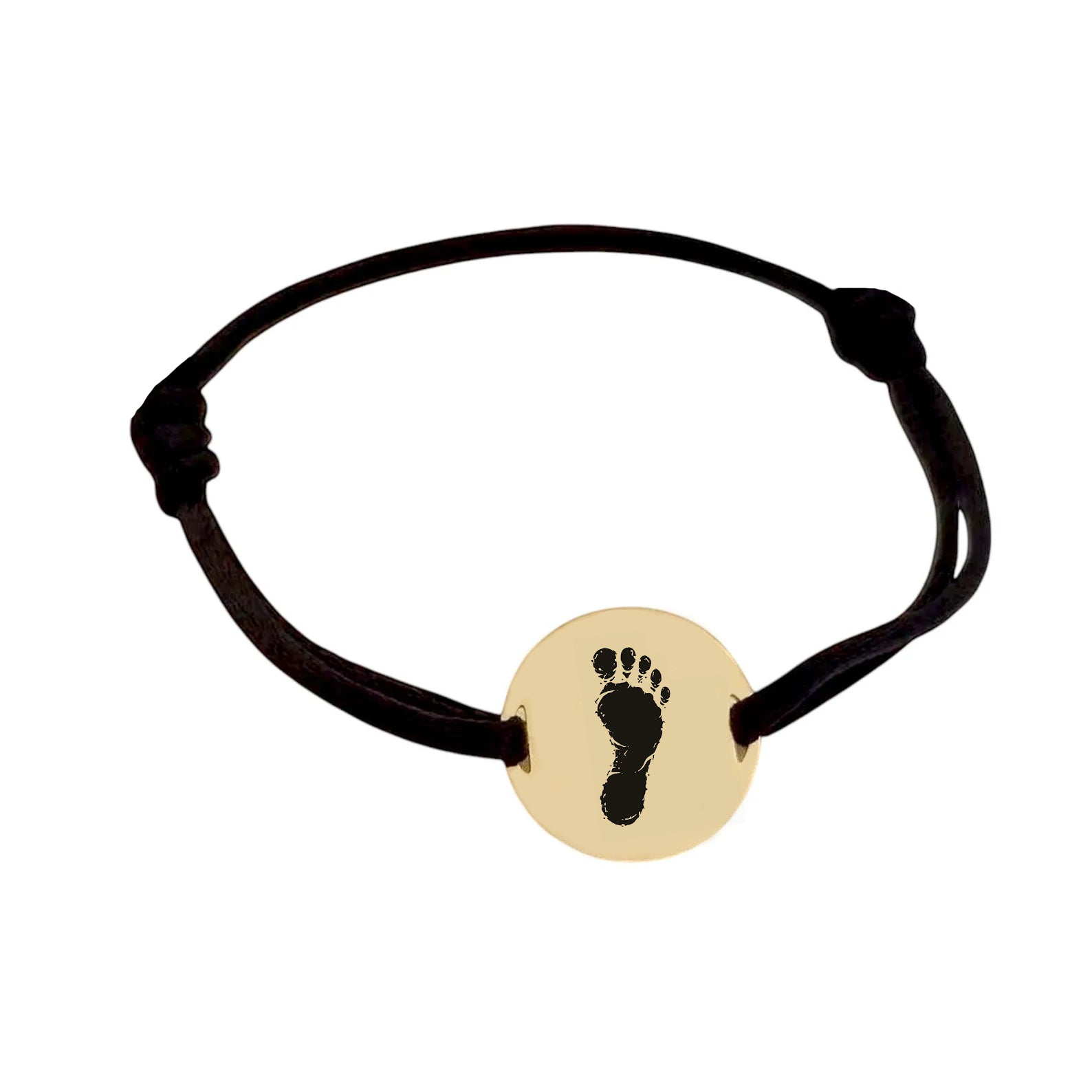 Bracelet personnalisé en cordon satiné avec médaille gravée - Nemeti Bijoux