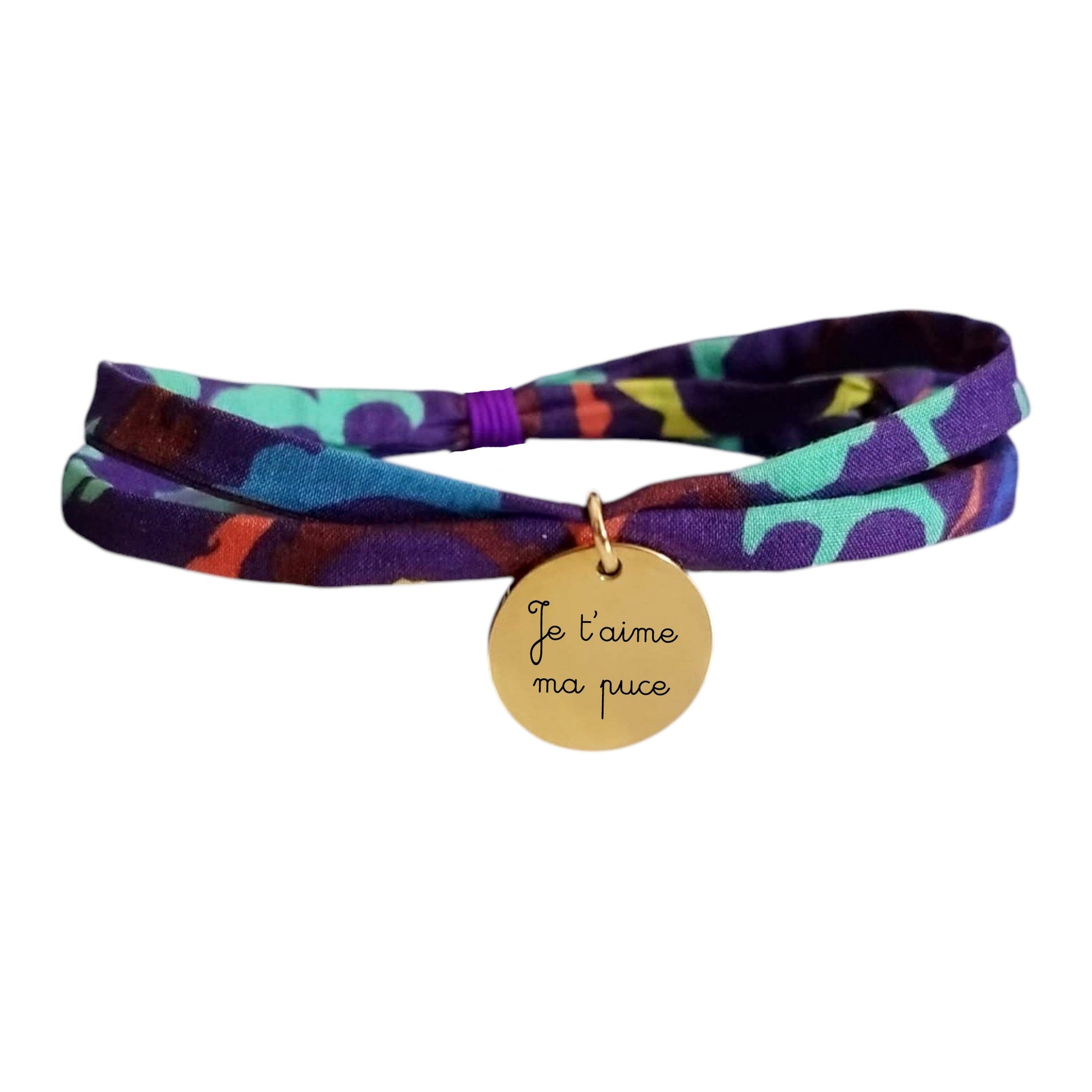 Bracelet liberty personnalisé cordon sundisk violet - Nemeti Bijoux