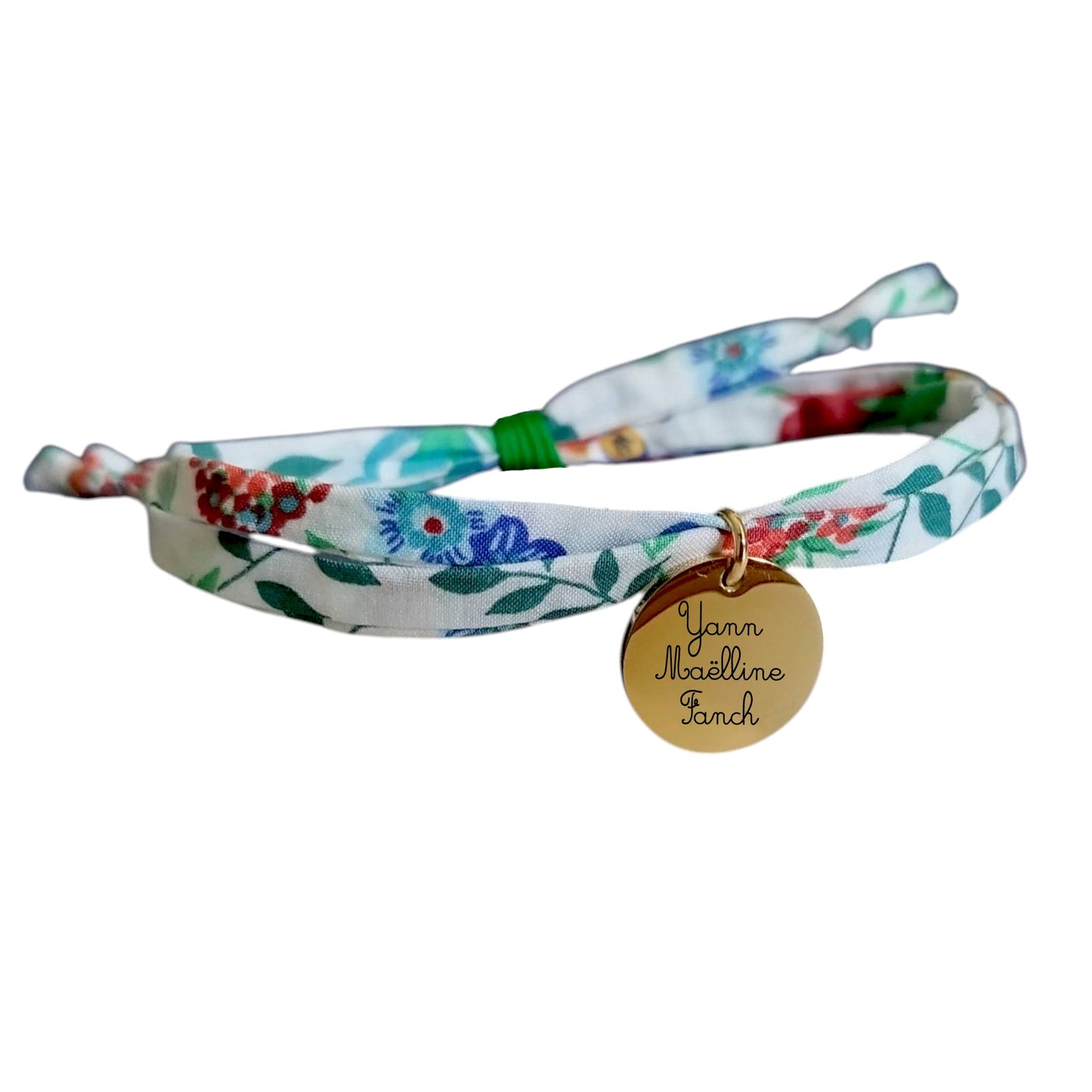 Bracelet liberty personnalisé cordon edenham vert bleuté - Nemeti Bijoux