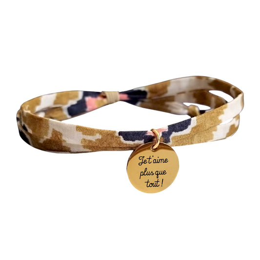 Bracelet liberty personnalisé cordon Bosphorus moutarde - Nemeti Bijoux