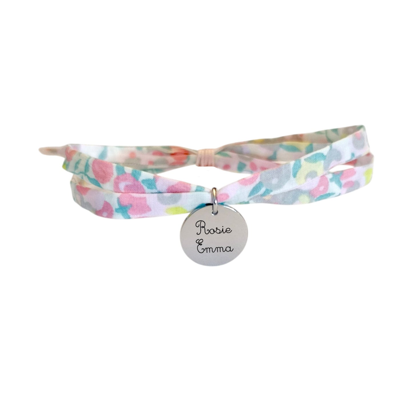 Bracelet liberty personnalisé cordon Wiltshire macaron - Nemeti Bijoux