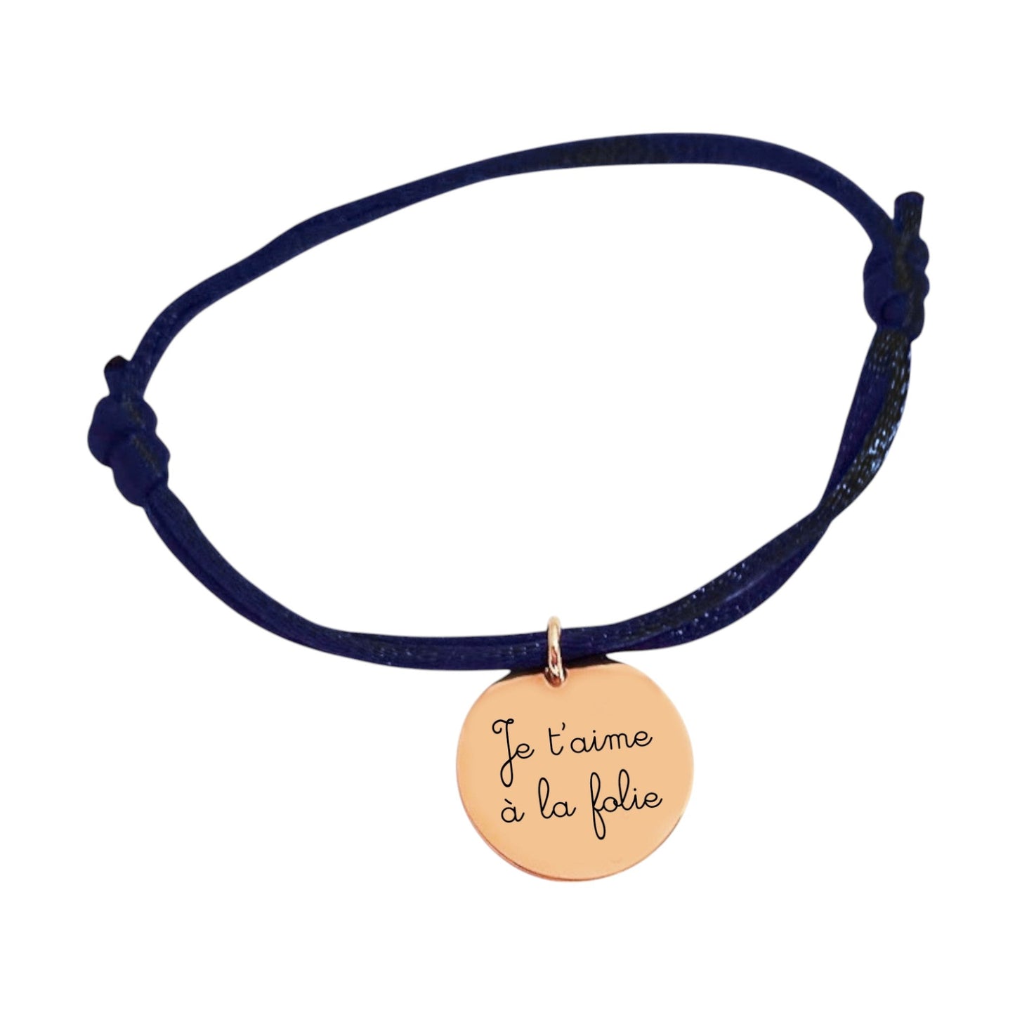 Bracelet cordon nylon personnalisé avec médaille pendentif 20mm - Nemeti Bijoux