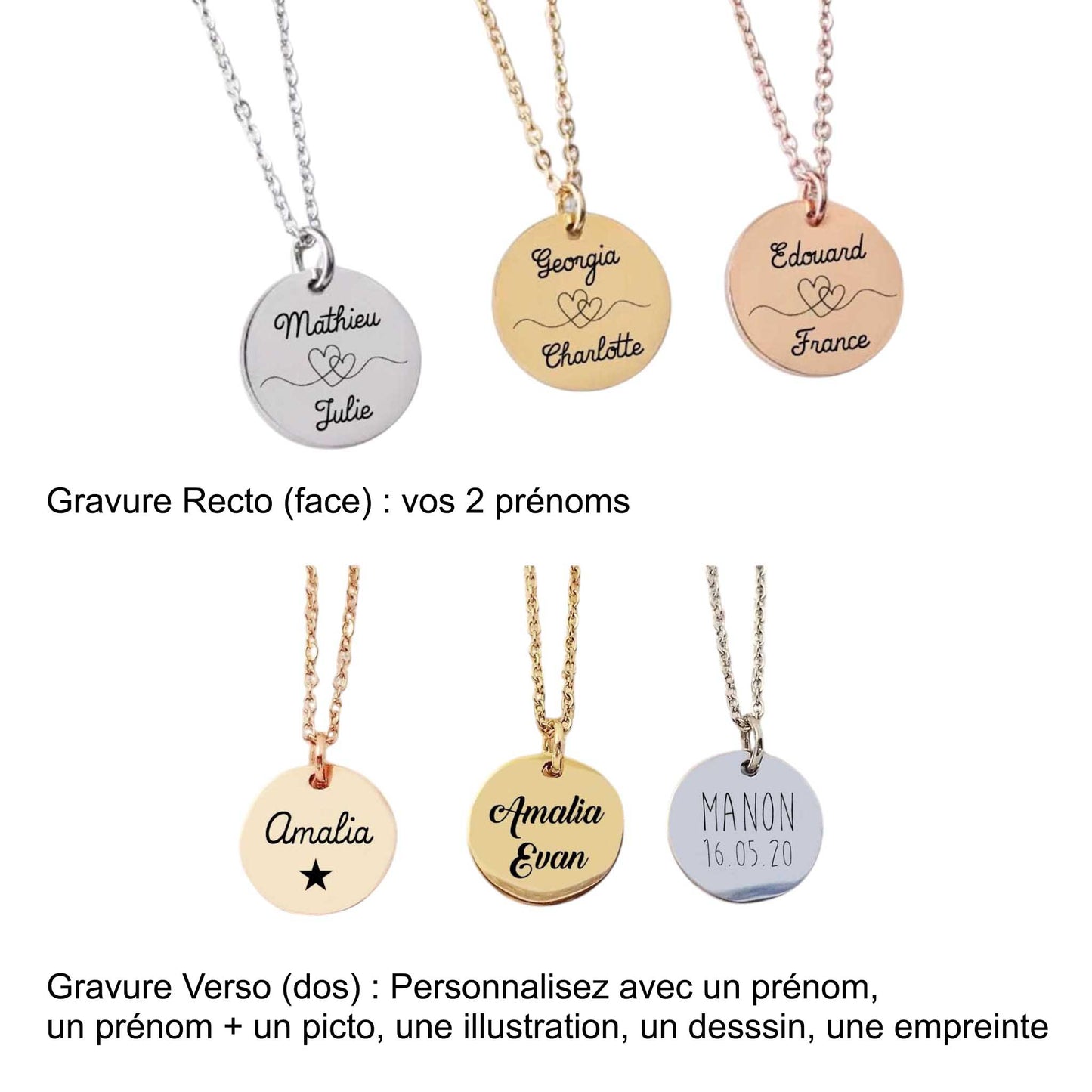 Collier Personnalisé Deux Prénoms – Coeurs Enlacés - Nemeti Bijoux