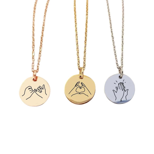 Collier personnalisé en langue des signes et gravure verso - Nemeti Bijoux